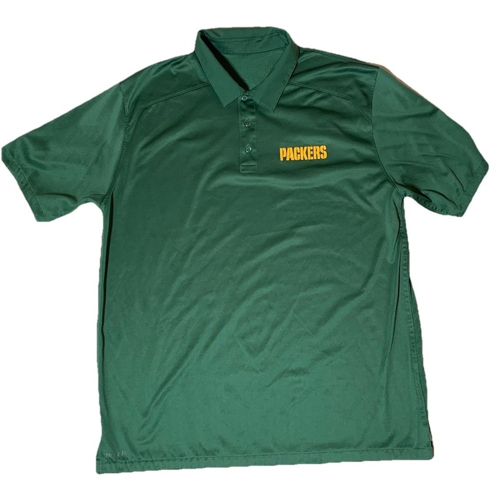 Nike Shirt Mens Large Green Bay Packers NFL Short Sleeve Polo Dri-Fit On Field